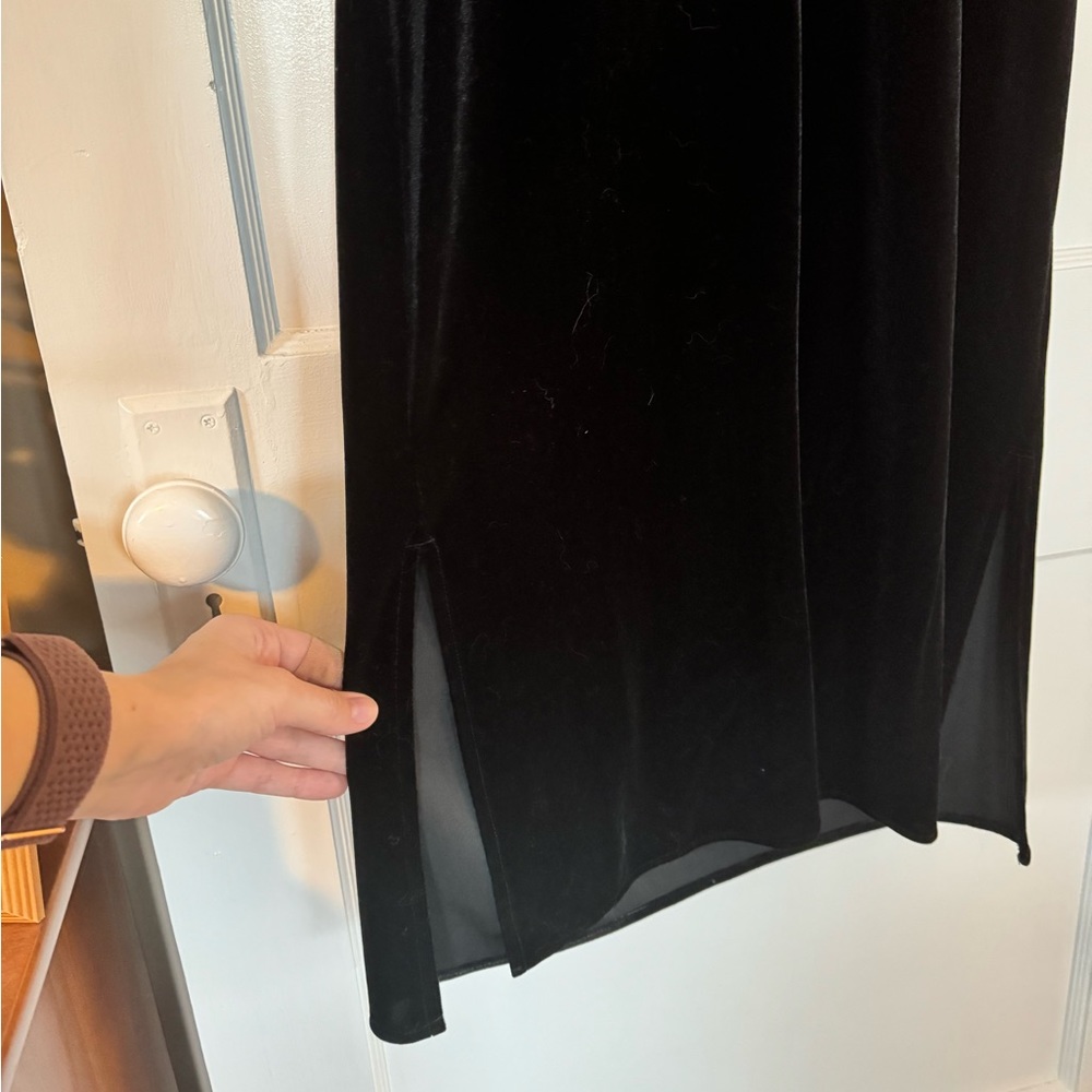 NWT Nine West Black Velvet Midi Slip Dress - Picture 11 of 11